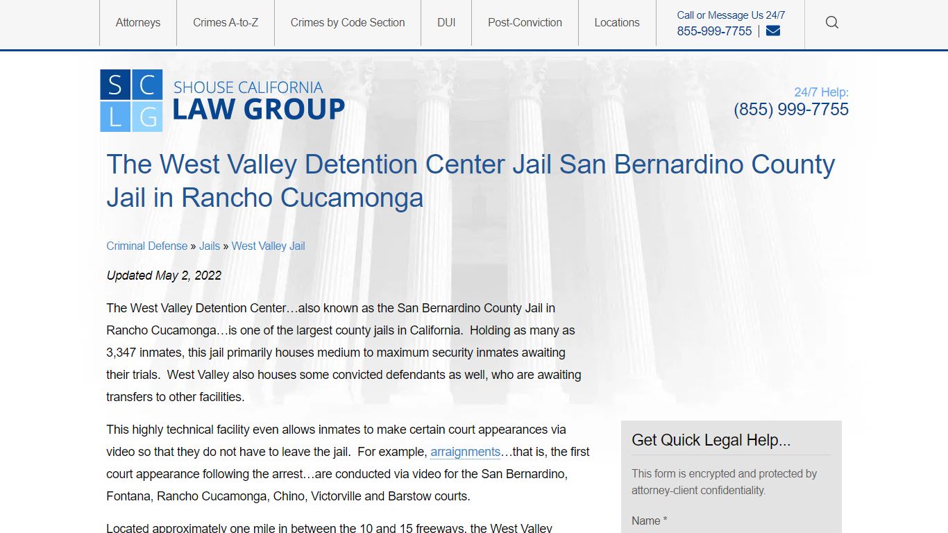 Information For The West Valley Detention Center Jail - Shouse Law Group