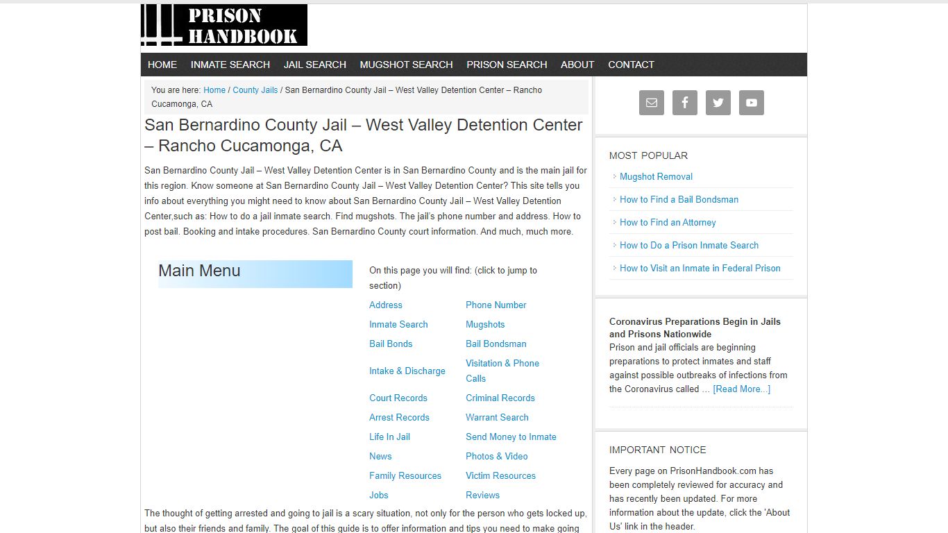 San Bernardino County Jail – West Valley Detention Center – Rancho ...